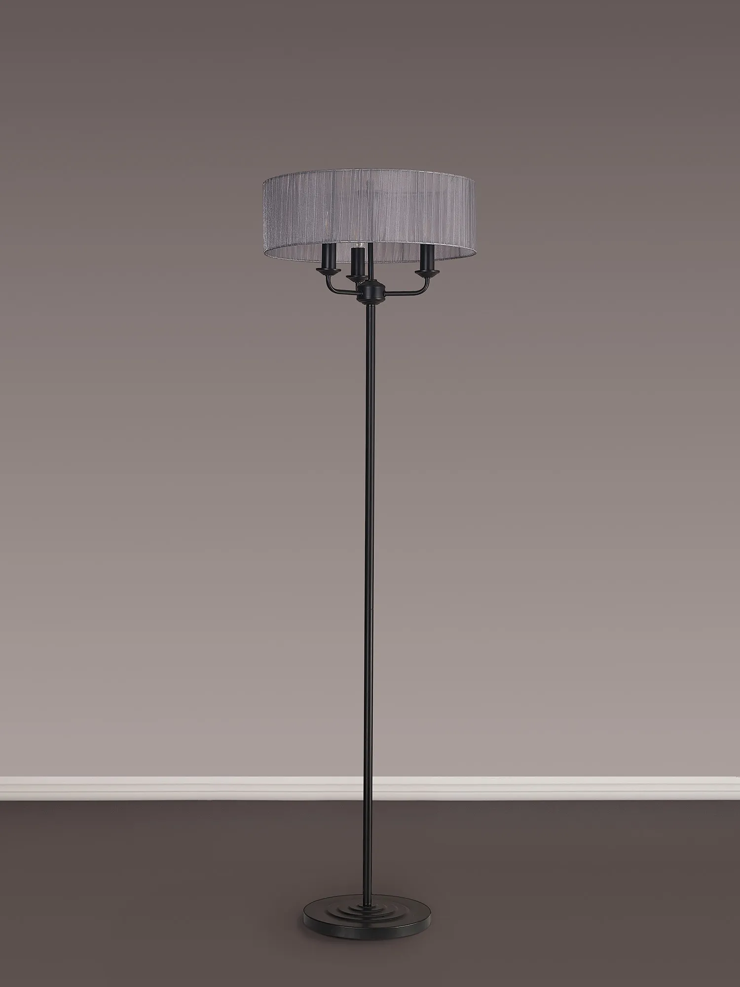 Banyan 45cm 3 Light Floor Lamp Matt Black, Grey DK1062  Deco Banyan MB GR